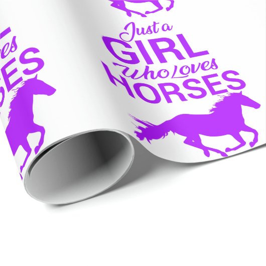 Paars gewoon een meisje dat van paarden houdt cadeaupapier (Rol Hoek)