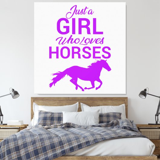 Paars gewoon een meisje dat van paarden houdt canvas afdruk (Insitu (Slaapkamer))