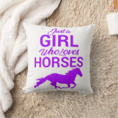 Paars gewoon een meisje dat van paarden houdt kussen (Deken)