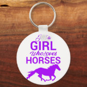Paars gewoon een meisje dat van paarden houdt sleutelhanger (Voorkant)