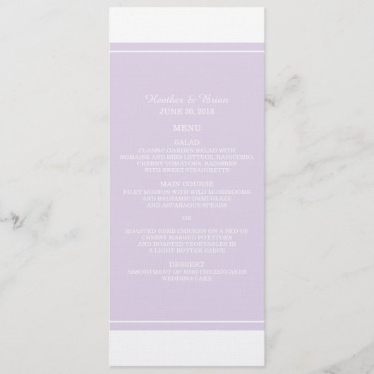 Paars gewoon Elegant Wedding Menu (Voorkant)