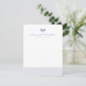 Paars gingham-advies wenst baby shower advieskaart (Staand voorkant)
