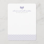 Paars gingham-advies wenst baby shower advieskaart (Voorkant)