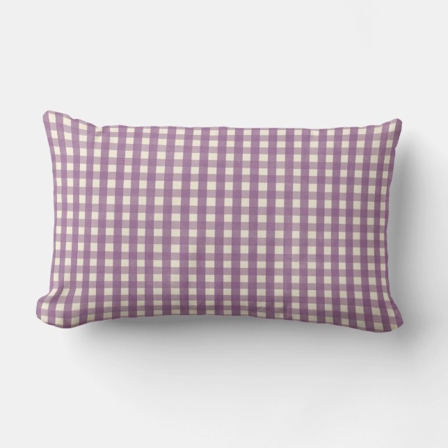 Paars Gingham Country Lavender Preppy Play Kussen (Voorkant)