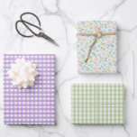 Paars gingham en Floral wrapping Paper Sh<br><div class="desc">Gingham check en Daisy bloemen. De kleuren van het Floral patroon omvatten: paars,  blauw,  lavender,  groen,  oranje,  geel. Perfect verpakkingspapier voor een verjaardag,  bruiloft of baby shower.</div>