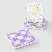 Paars Gingham Gingham Checked Square Onderzetter (Zijkant)