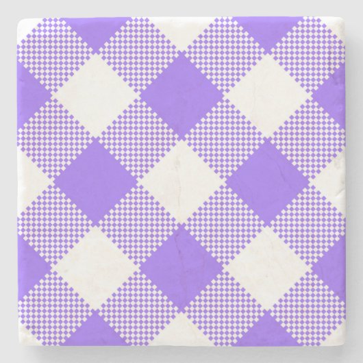 Paars Gingham Gingham Checked Square Onderzetter (Voorkant)