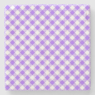 Paars Gingham Gingham Checked Square Onderzetter