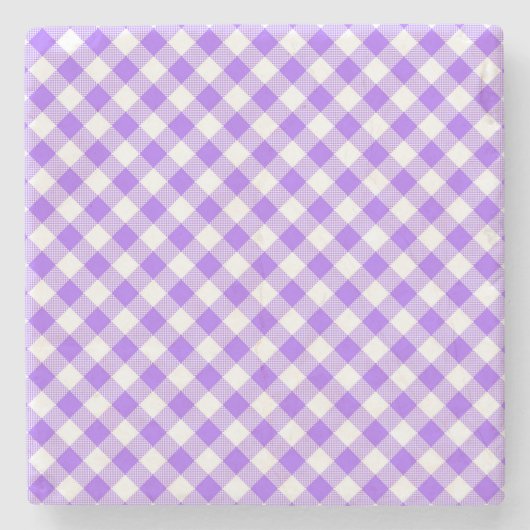 Paars Gingham Gingham Checked Square Onderzetter (Voorkant)