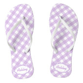 Paars Gingham Monogram Teenslippers (Voetbed)