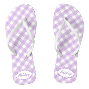 Paars Gingham Monogram Teenslippers