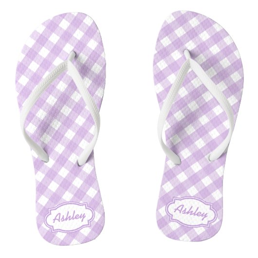 Paars Gingham Monogram Teenslippers (Voetbed)