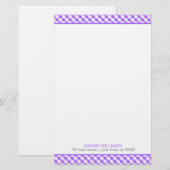 Paars Gingham Pattern Briefpapier (Voorkant / Achterkant)