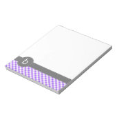Paars Gingham Pattern Monogram Notitieblok (Linkerzijde)