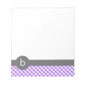 Paars Gingham Pattern Monogram Notitieblok (Voorkant)