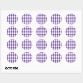 Paars Gingham Ronde Sticker (Vel)