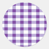 Paars Gingham Ronde Sticker (Voorkant)