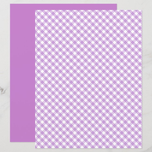 Paars Gingham Scrapbook Paper (Voorkant / Achterkant)
