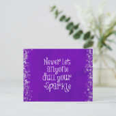 Paars Girly Inspirerend Sparkle Quote Briefkaart (Staand voorkant)