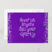Paars Girly Inspirerend Sparkle Quote Briefkaart (Voorkant / Achterkant)