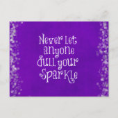 Paars Girly Inspirerend Sparkle Quote Briefkaart (Voorkant)
