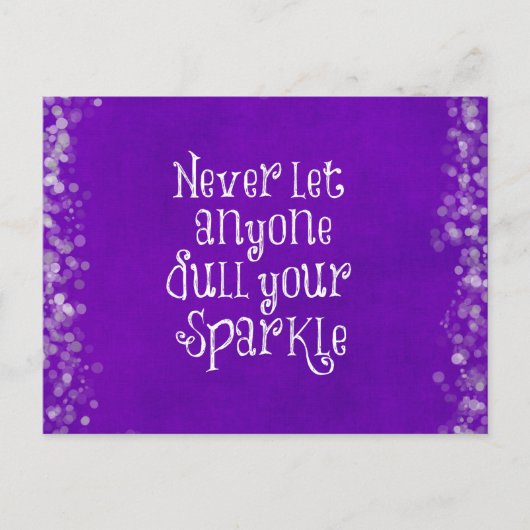 Paars Girly Inspirerend Sparkle Quote Briefkaart (Voorkant)