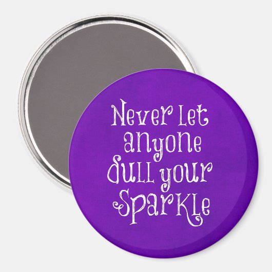 Paars Girly Inspirerend Sparkle Quote Magneet (Voorkant / Achterkant)