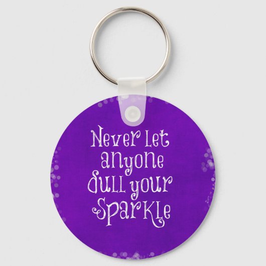 Paars Girly Inspirerend Sparkle Quote Sleutelhanger (Voorkant)