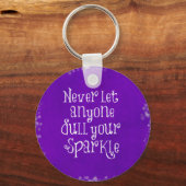 Paars Girly Inspirerend Sparkle Quote Sleutelhanger (Voorkant)