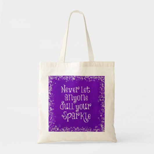Paars Girly Inspirerend Sparkle Quote Tote Bag (Voorkant)