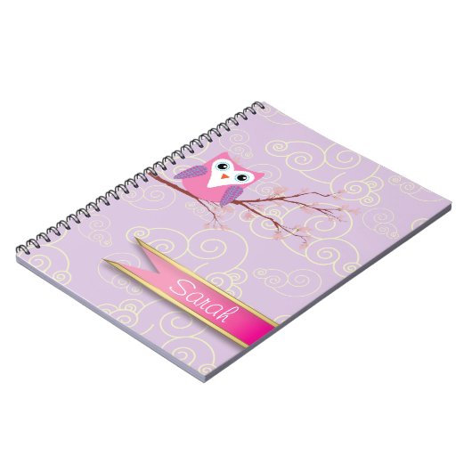 paars Girly Owl Cloud-laptop Notitieboek (Linkerzijde)