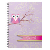 paars Girly Owl Cloud-laptop Notitieboek (Voorkant)