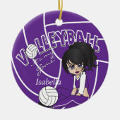 Paars Girly Volleyball 🏐 Keramisch Ornament (Voorkant)