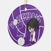 Paars Girly Volleyball 🏐 Keramisch Ornament (Links)