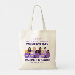 Paars Give To Gain Internationale Vrouwendag 2026 Tote Bag
