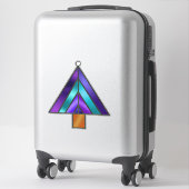 Paars Glas in lood ziet er kerstbomen uit Sticker (Koffer)