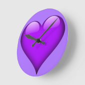 Paars Glass Heart  Ronde Klok (Hoek)