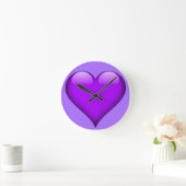 Paars Glass Heart  Ronde Klok (Huis)