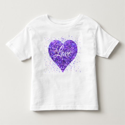 Paars glinsterend hart, liefde glitter valentijn kinder shirts (Voorkant)