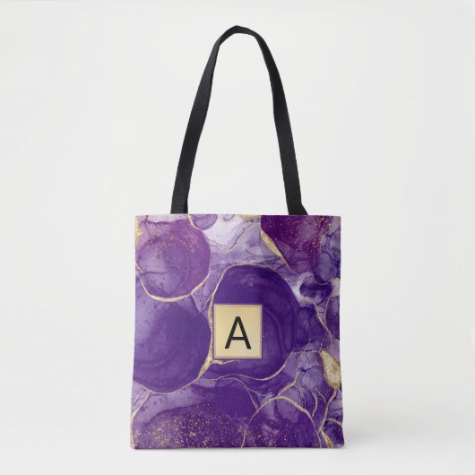 Paars Glitter Agate Tote Bag (Voorkant)
