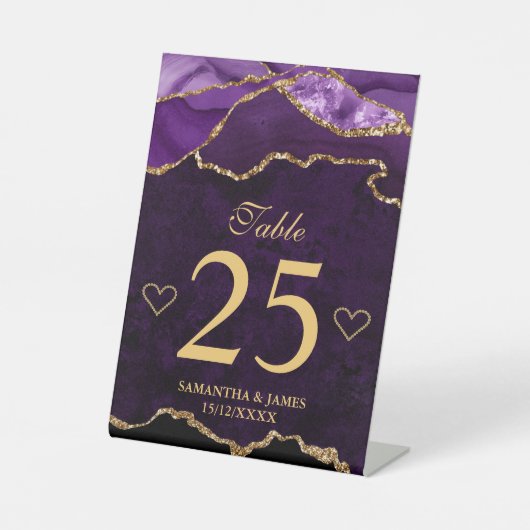 Paars Glitter Agate Weddenschappen Tafel Reclamebord Met Voetstuk (Voorkant)