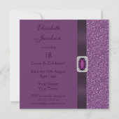 Paars Glitter & Amethyst & Diamond Bling Kaart (Achterkant)