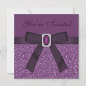 Paars Glitter & Amethyst & Diamond Bling Kaart (Voorkant)