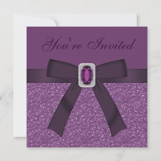 Paars Glitter & Amethyst & Diamond Bling Kaart (Voorkant)