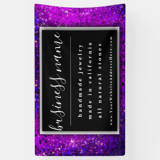 Paars Glitter Artisan Black en White Chalkboard Spandoek (Verticaal)
