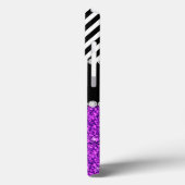 Paars Glitter Black Chevron Monogram Case-Mate iPhone Case (Achterkant / Links)