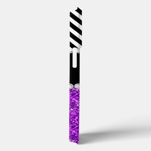 Paars Glitter Black Chevron Monogram Case-Mate iPhone Case (Achterkant / Rechts)