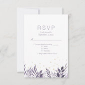 Paars Glitter Botanische RSVP Weddenschap (Voorkant)