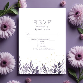 Paars Glitter Botanische RSVP Weddenschap Kaartje