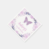 Paars glitter Butterfly Birthday Paper Napkin Servet (Hoek)